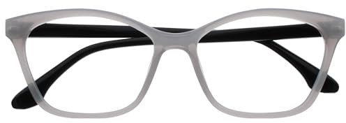 OPULIZE KAT Lesebrille - Cat-Eye Katzenaugen-Fassung - Glänzendes Grau - Herren & Damen - Federscharniere - R59-7 - +2.50