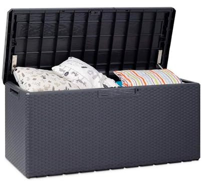 Avilia Baúl portaobjetos con asiento y cojín de exterior 340L – Antracita