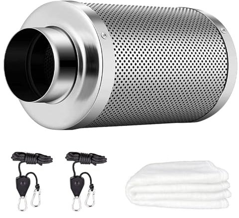 LIROPAU Filtro Carboni Attivi, Filtro a Carbone Attivo da 100 mm/4 Pollici per Tenda da Coltivazione, Flangia Reversibile per Evitare Odori, COV, Odore Chimico per Tende da Coltivazione, Case