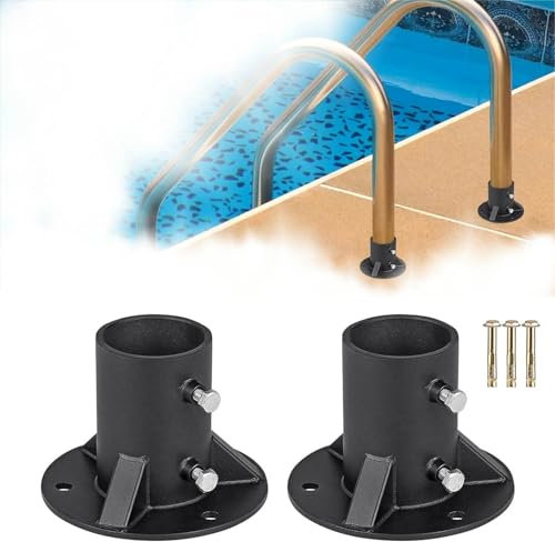 Generisch 2pcs,65mm, Poolleiter Halterung,Montageset für Pool Leiter mit Flanschrohr,für Rundrohr Rohr Geländer Befestigung Wand Boden Poolleiter