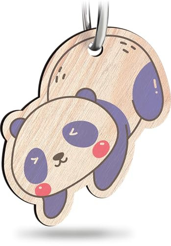 Panda Schlüsselanhänger handgemacht aus Holz, Glücksbringer, Süßer Panda-Bär Glücksbringer für Damen, Panda Geschenk, Bären Schlüsselanhänger für Beste Freundin, Pandabär, Cute Panda