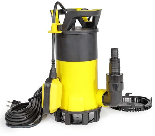 Wiltec 3 in 1 Flachsauger Tauchpumpe 750 W, Schmutzwasserpumpe 14000 l/h, Flachwasserpumpe mit Schwimmer, Flachsaugpumpe für Keller und Garten