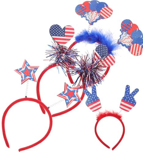 FRCOLOR 4 Stück Unabhängigkeitstag Stirnband Silvester Stirnbänder Flaggen-stirnband Cosplay-party-stirnbänder Roter Stern- Us-bandana Jahr Plastik Colorful