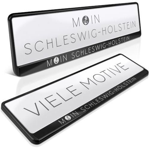 schildEVO 2 Kennzeichenhalter | Schleswig-Holstein 03 | Moin | Kiel | Lübeck | Flensburg | Nordsee Ostsee | SH | Nummernschildhalter | Kennzeichenrahmen | Auto PKW Kfz | DHL-Versand
