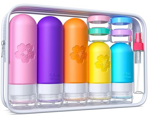 20 Pack Travel Bottles for Toiletries, CAA Approved Silicone Travel Size Toiletries, Travel Essentials Leak Proof Refillable Travel Containers