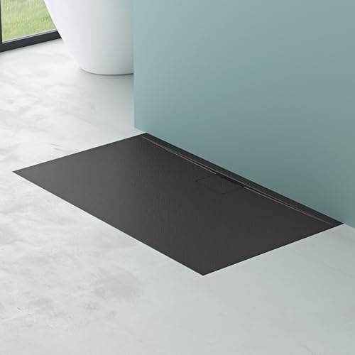 Mai & Mai Piatto Doccia 70x120cm, Spessore 3cm, Antracite Opaco | Piatto Doccia Ultrasottile in Resina Effetto Pietra, Antiscivolo Indistruttibile, Geoma07