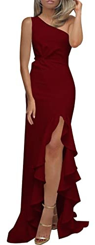 Générique Robe De Soiree Femme Soirée Chic Et Elegant Longue Élégante Ensemble Mariage pour Rouge Ete Bal Cocktail Satin Robes Dos Nu Boheme Invité Elegante Sexy Pastel Fendue