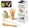 Matcha Kit 4 pezzi Matcha Set, Kit Matcha, include frusta Matcha in bambù, cucchiaio tradizionale, cucchiaio da tè, supporto per frusta Matcha, il set perfetto per preparare una tazza, Verde maculato