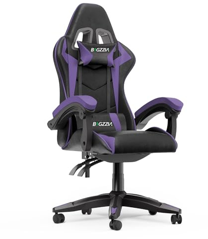 Racingreat Ergonomischer Gaming Chair mit Kopfstütze Lendenstütze (Lila) | PC Stuhl, Zocker Stuhl, Höhenverstellbar, 90°–135° Neigungswinkel, Gaming, Büro, Pause, Jugendliche, Erwachsene