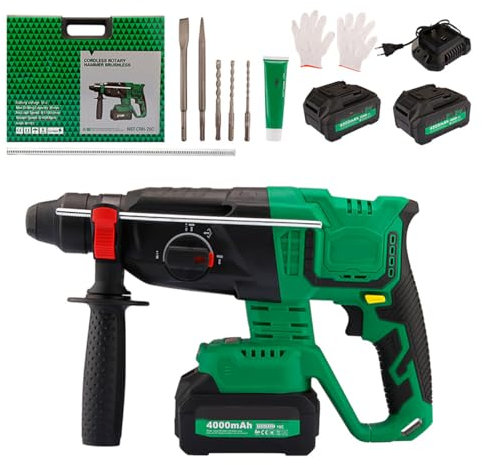 Rotary Hammer Drill with Safety Clutch, 3 Functions, Variable Speed & Vibration Control for Heavy Duty Construction and Demolition Work