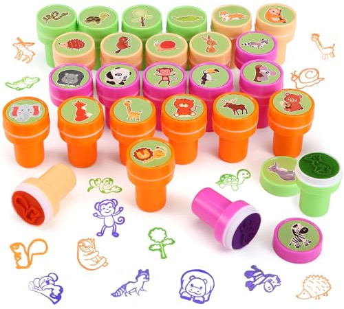 Kesote Stempel Kinder Stempelset Tiere 26 PCS Mitgebsel Kindergeburtstag | Kinderstempel Selbstfärbend, Geschenk Geburtstag Party Favor