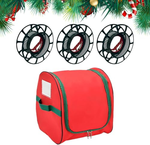 Christmas Light Storage,Christmas Light Storage Reel Holder with 3 Reels | Container Bag with Reinforced Handles for Apartment Home Garage Basement Outdoor Event Party Travel