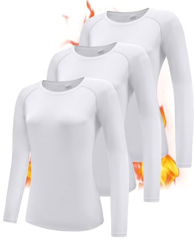 Damen 3er Pack Langarmshirt T-Shirts, UPF 50+ Sonnenschutz Schnelltrocknend Funktionsshirt Laufshirts, Atmungsaktiv Langarm Sportshirt Gym Yoga Running Top Freizeitshirt Workout Fitness Oberteil