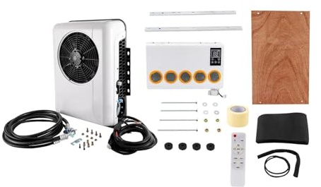DMETE 12 V, 960 W, Klimaanlage for LKW-Kabine außen und innen, Split-Klimaanlagen-Kit in Weiß und Fernbedienung for Kabinen innerhalb von 6 m² Breite Kompatibilität