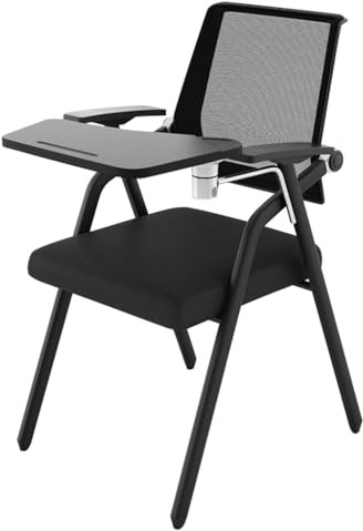 Ergonomic Folding Conference Chair with Writing Tablet - Black Office Desk Chair Portable Meeting Seat Ideal for Office & Conference Room Use
