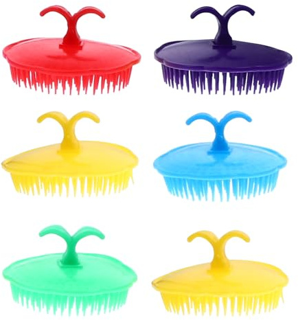 TOGEVAL Leichte Kopfhaut Reinigungskämme mit Ergonomischem Design aus Kunststoff 12 Zufällige Farbe für Haarwäsche und Praktische Reiseanwendung