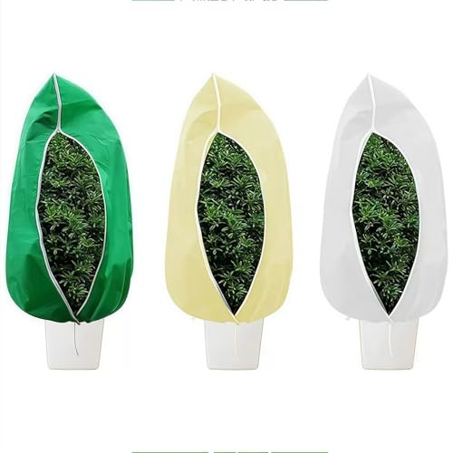 ZPVXRVQ 2-pack Winter Shield for Outdoor Plants, Greenhouse Cold-proof Bag, Works On Palm, Olive and Lemon Trees(Beige,31x39in)