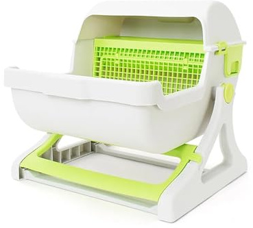 Cat Litter Box Sandbox Tray Filler For Cats Toilet Self-Cleaning Dustbin With Absorbent Crystal Garbage Sanitation(Green)