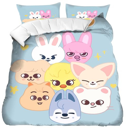 NlsqAMZ Strraykiid Bettwäsche, Strraykiid Bettwäsche 135x200 | Skz Bettwäsche-Sets, enthalten Jungen Bettbezüge, Kissenbezug 50X75cm 2 Teilig, für Fans Geschenke