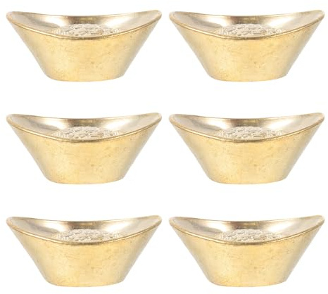 6 Stück Goldfarbener Kupfer Barren mit Flachem Boden | Einfache, Kreative Form, Stabile Ausführung, Feine Verarbeitung, Langlebig, Dekorativ für Sammlung