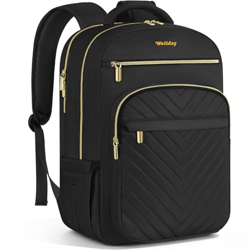 LASUK Travel Laptop Backpack for Women Men, 17.3 inch, Black | Fashion Laptop Rucksack, Large Work Computer Backpack, Water Resistant, School Bag for College, Office, Business