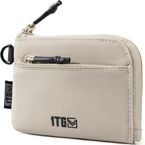 Klein Geldbörse Portemonnaie Münzbörse für Herren und Damen | 500D Nylon Geldbeutel, Schlüsseltasche Münzbeutel, Schlüsseltasche, EDC Pouch，Beige