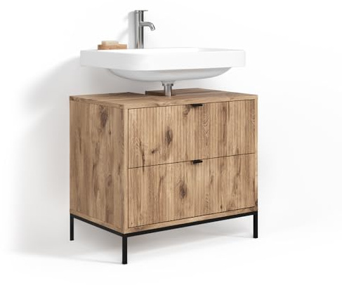 Livinity Waschbeckenunterschrank Aterno, Viking Oak, 70 x 63 cm | mit 2 ausziehbaren Schubladen