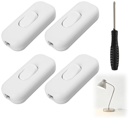 4pcs Interruptores, Interruptor Lampara Mesita 6 A, 250 V Interruptor de Lámpara, Interruptor de Cable para Lámpara, Diseño Intermedio Práctico, Apto para Instalaciones Eléctricas En Hogar, Oficina