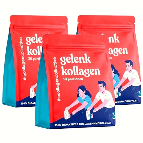 The Collagen Collective Kollagen Pulver für Gelenke – Hochdosiert Bioaktive Peptide Typ 1, Kollagenhydrolysat bei Gelenkschmerzen Arthrose Sports Knorpelaufbau Knie Bindegewebe Gelenk Knorpel (3 Pack)