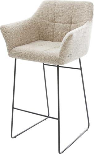 DELIFE Barstuhl Yulo-Flex Kufengestell Metall Schwarz Webstoff Soft Beige