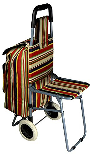 Lifemax Leisure Shopping Trolley with Seat – Lightweight, Foldable, Large Capacity with Easy-Roll Wheels, Perfect for Groceries, Travel, & Outdoor Use and Great for Senior Mobility