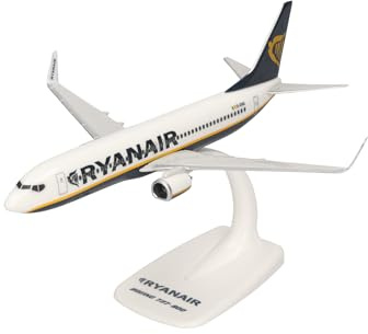 Herpa Snap-Fit Modellflugzeug Ryanair Boeing 737-800 Miniatur im Maßstab 1:200, Sammlerstück, Modell mit Standfuß, Kunststoff, Mehfarbig