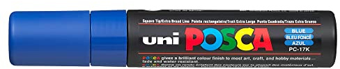 Uni Posca Marker PC-17K Paint Glass Pen Broad Chisel Tip 15mm Blue