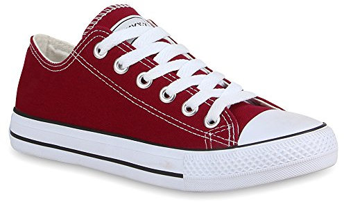 stiefelparadies Damen Sneakers Sportschuhe Schnürer Schuhe 27919 Dunkelrot Ambler 36 Flandell