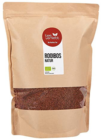 teeverliebt - Bio Rooibos-Tee ohne Aromazusätze 1kg I Loser Rotbusch-Tee in feinster Blatt-Qualität I Natürlicher & Koffeinfreier Tee-Genuss I Aus kontrolliert biologischem Anbau I 1000 g