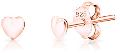 Orecchini Cuore - Orecchini Donna Argento 925 Placcati Oro Rosa 18K - Orecchini Donna Oro Rosa - Orecchini Piccoli Oro Placcato