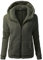 iHENGH Damen Winter Jacke Dicker Warm Bequem Slim Parka Mantel Lässig Mode Frauen Mit Kapuze Pullover Wolle Reißverschluss Baumwollmantel Outwear(Armeegrün, 3XL)