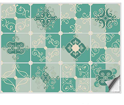Kiwistar Fliesenmuster Stickerfliesen Klebefliesen Fliesen-Folie Sticker Aufkleber Küche Wand-Fliesen überkleben 15 x 15 cm 12 Stück im Set