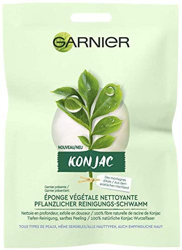Garnier Gesichtspeeling, Konjac Schwamm Pickel entfernen, Konjac Pflanzlicher Reinigungs-Schwamm, 1 x 1 Stück
