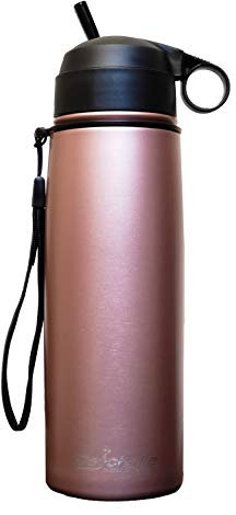 Seychelle Stainless Steel Water Bottle - Alkaline Water Filter - Insulated Water Bottle - Vacuum Sealed - 26oz (Rose)