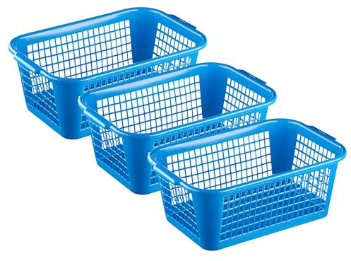 MiraHome Aufbewahrungskorb 35x24x14,5cm 9L 3er Set – Allzweckkorb aus robustem Plastik (BPA-frei) – Aufbewahrungsbox für Küche & Bad – Perfekter Korb für Aufbewahrung – Blau