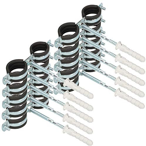 KOTARBAU® Set di 10 fascette doppie per tubi da 1 mm con inserto in gomma, antivibrazione, fascetta per tubi a vite, supporto per condotti di ventilazione