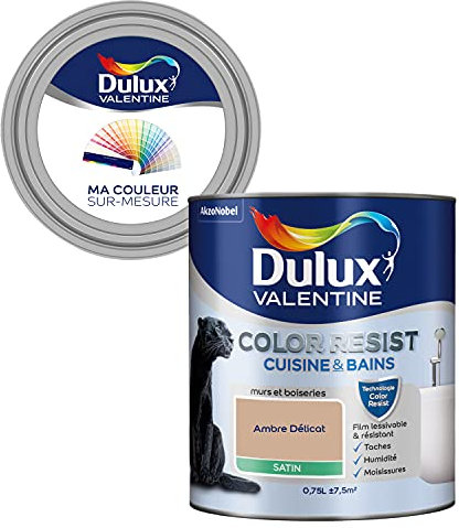 Ma Couleur Sur-Mesure par Dulux Valentine – Peinture Intérieure Murs, Plafonds, Boiseries - Palette expressive, Cuisine & Bain Satin, Ambre delicat, 0,75 L