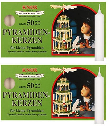 OLShop AG Knox Pyramidenkerzen weiß, 2er Pack (2 x 50 Stück), Größe: ca. 14 x 70 mm Weihnachtskerzen