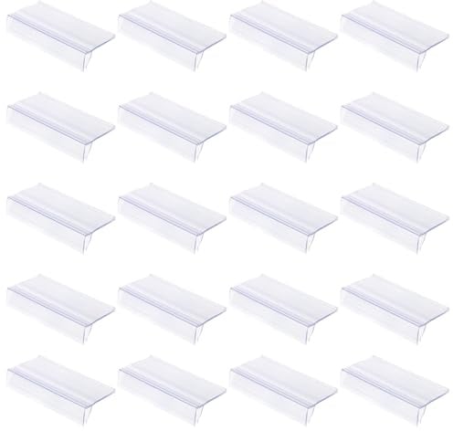 Hemobllo Etikettenhalter aus Kunststoff, transparent, für Etiketten, Glas, mit Einsätzen für Preisschilder, Korb, Clip auf Schild-Halterung