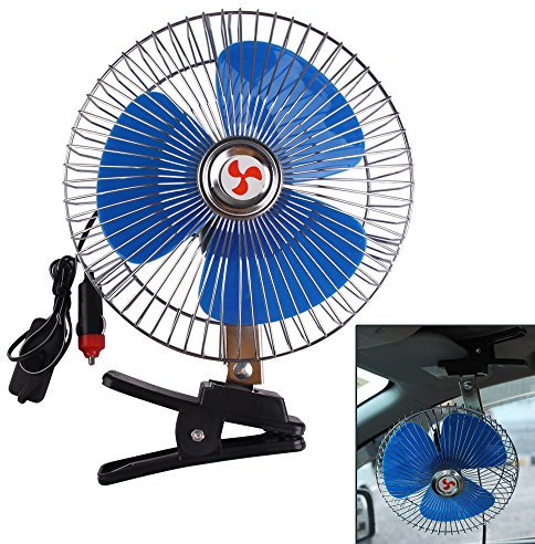 popyes Ventilateur de Voiture de 8 Pouces 12V 25W Petit Ventilateur de Voiture Portable à Pince Ventilateur de Voiture Allume Cigare pour Véhicule, Camion, SUV