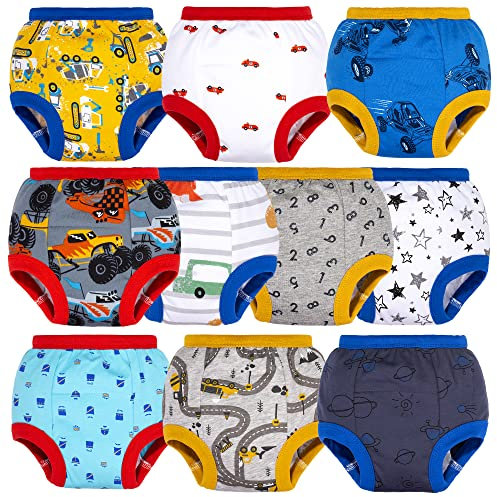 BIG ELEPHANT Pantaloni da Allenamento vasino per Bambini - 100% Cotone Mutande Unisex per pipì per Bambini Confezione da 10, 2 Anni