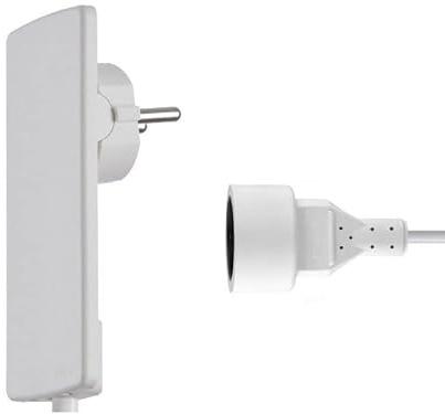 Evoline 1510 0030 5300 PlugFix Schutzkontaktstecker mit VDE-Kupplungsdose, Weiß, 3m Anschlusskabel