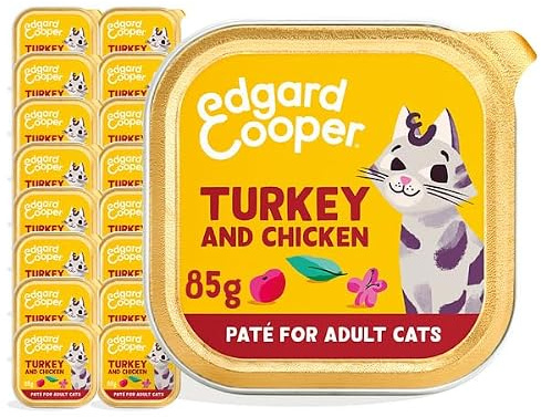 Edgard & Cooper Nassfutter für ausgewachsene Katzen (Pavo & Huhn, 85 g x 16) – Nassfutter für sterilisierte und aktive Katzen, ohne Getreide, natürliche Inhaltsstoffe, frisches Fleisch