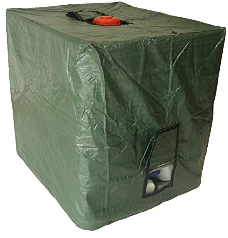 Optizium Wassertank Premium Abdeckplane - 1000 L - 120 x 100 x 116 cm - IBC-Tank Behälter Container UV-Folie Schutzhülle Schutzplane Schutzhaube Cover